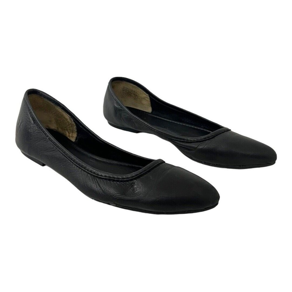 Frye Womens Size 8 Black Regina Ballet Leather Pointed Toe Flats